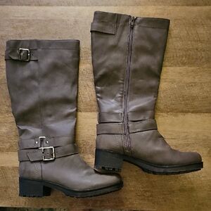 Kohl's Brown Heeled Boots with Decorative Buckles